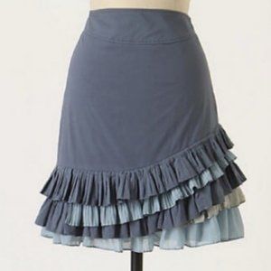 Anthropologie Odille Ruffled Blue Tiered Skirt